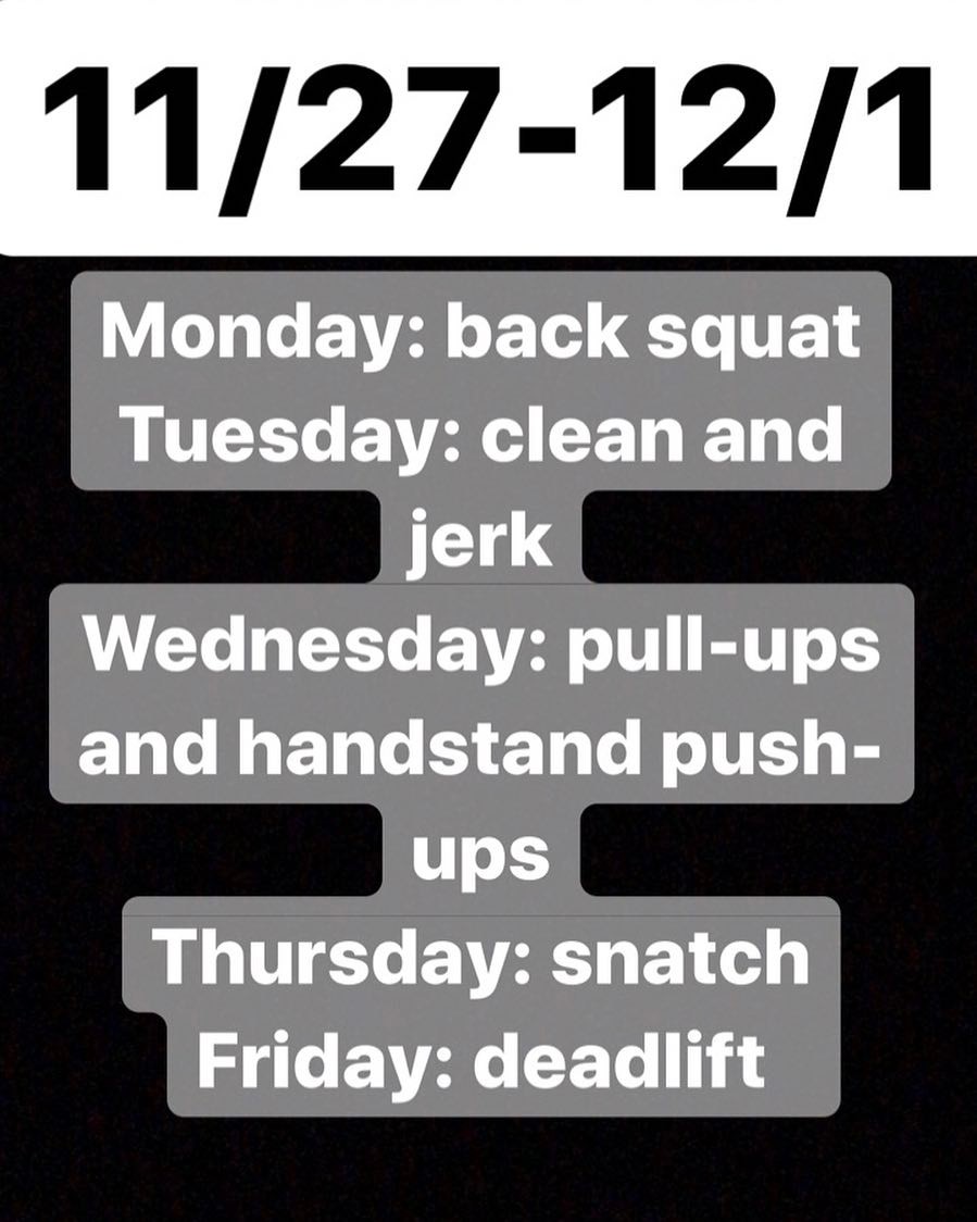 TESTING WEEK!!! Maxing out on our lifts for the next program… get some sleep! I’m sure your glycogen stores are just fine from this weekend… #maxout #backsquat #squat #cleanandjerk #pullups #handstandpushup #deadlift #snatch #crossfit #hiddenalleycrossfit #HAC