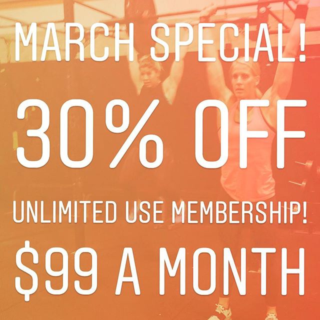 March special!!! Only one week left to grab an awesome deal on your crossfit membership here @hidden_alley_crossfit! DM for details