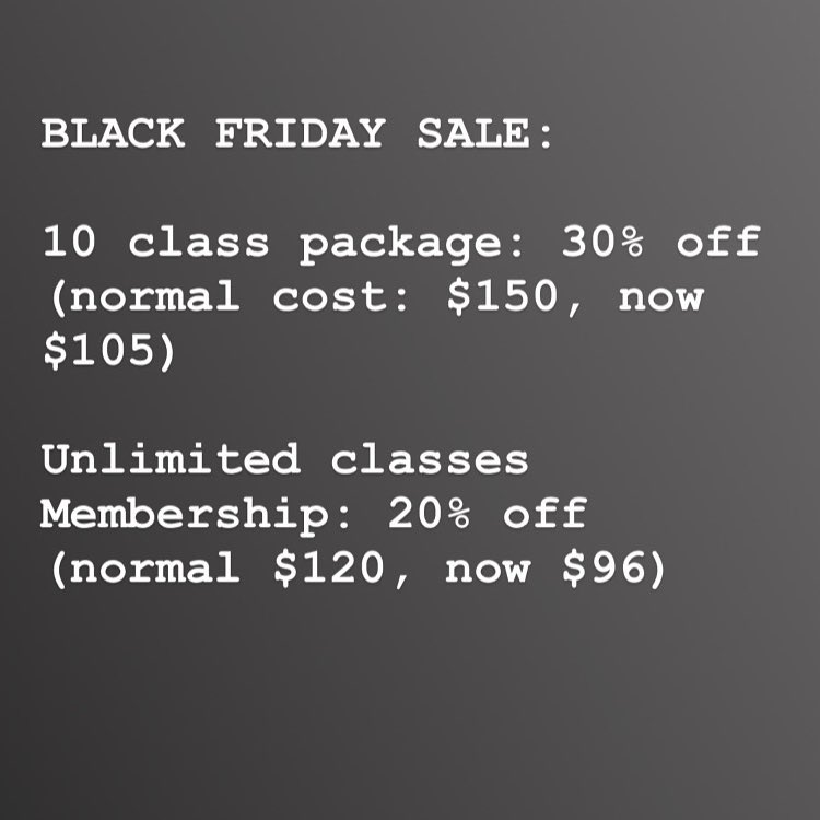 Black Friday came early! From now until Black Friday, get yourself a membership @hidden_alley_crossfit for a great price! The 10 class package also makes for a great gift! Give your friends and family the gift of fitness this year