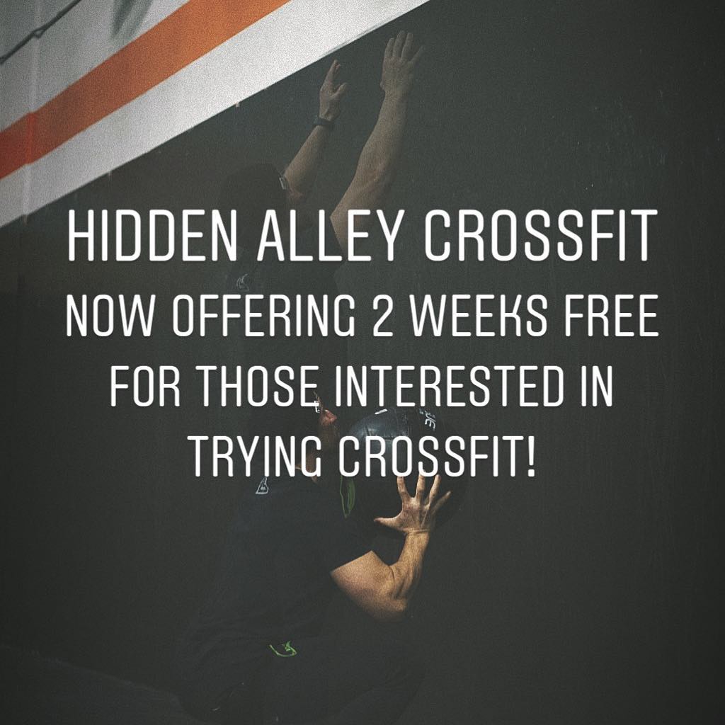 FREE two week trial @hidden_alley_crossfit !! Come find out what the hype is all about!
*
Visit our website: hiddenalleycrossfit.com
Select “register”
Input your information then select a class that works for your schedule using the “free trial class” option when prompted to pay